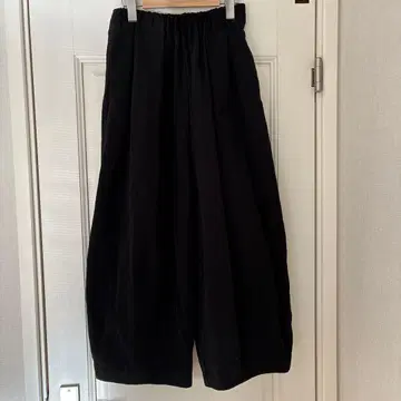 블랙 와이드 팬츠 허리밴딩