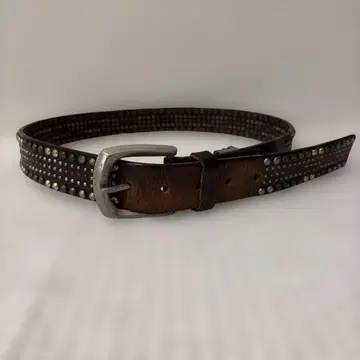 y2k 00s 스터드 벨트 브라운 천연 가죽 아메카지