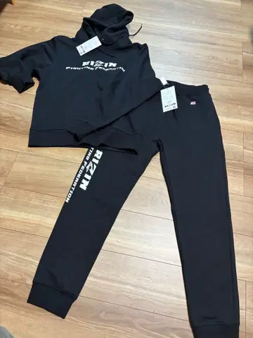 RIZIN 블랙 후드티와 팬츠 세트 L 사이즈