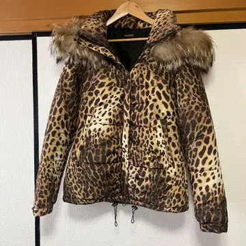 Y2k 00s LIP SERVICE 레오파드 무늬 퍼 다운 자켓 갸루