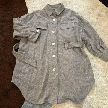 YEAH 그레이 셔츠 자켓 프리 사이즈 일본제 울 혼방 겉옷