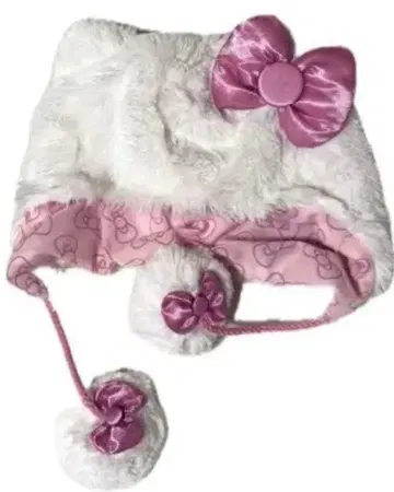 키티 후와후와 모자 폼폼 포함