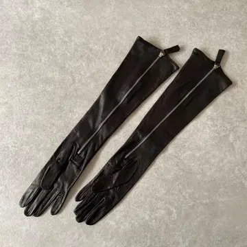 새상품급 Loin. 로완 블랙 가죽 지퍼 달린 롱 장갑