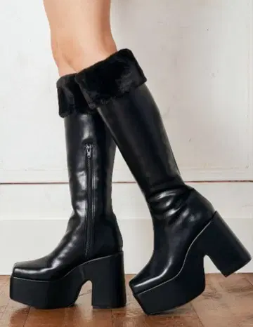 다리치 퍼 플랫폼 롱 부츠