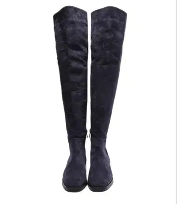 COEL 네이비 스웨이드풍 롱 부츠 스트레치 rehersall