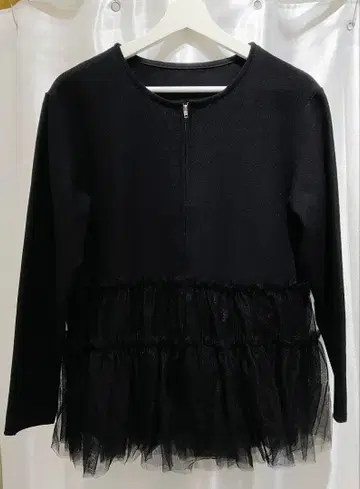 노카라 자켓 블랙 튤 프릴