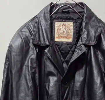 블랙 가죽 자켓 소가죽 단추식 빈티지