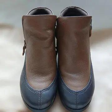 A-OK 가죽 숏부츠 지퍼 포함 브라운/그레이 24.5cm