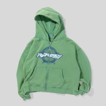 9090 TECHNO Zip Hoodie 그린 지퍼 후드티 후디