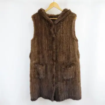 퍼 후드 후디 롱 베스트 구제 의류 브라운 여성용