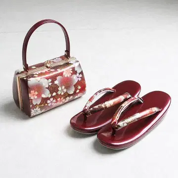 후리소데용 조리 백 세트 작은 벚꽃 패턴 B0458