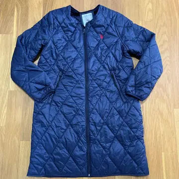 네이비 퀼팅 자켓 무릎 기장