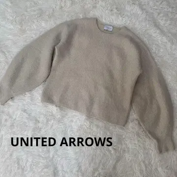 유나이티드 애로우즈 퍼프 슬리브 폭스 울 니트 아이보리