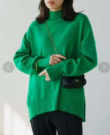 Loungedress 하이넥 총침 니트 그린