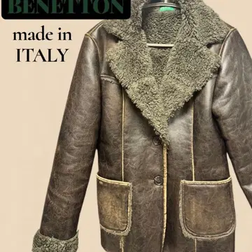 BENETTON 브라운 가죽 자켓