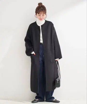 노카라 블랙 롱 자켓