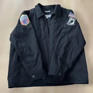 USA 구제 의류 워크 자켓 블루종 아우터 성조기 와펜 XL 블랙