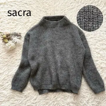 새상품급 sacra 사쿠라 하이넥 니트 스웨터 모헤어 x 울 리브 편직
