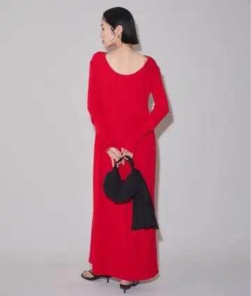 (새상품) yae U넥 리브 롱 드레스 빨간색 38사이즈 M~L사이즈