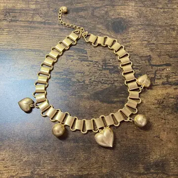 E-벽 [컨디션 최상/레어] 빈티지풍 하트 x 볼 참 골드 네클레스