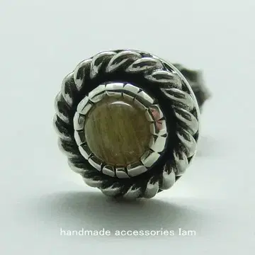 한쪽 귀용 강운 루틸 쿼츠 네이티브 라이크 스터드 귀걸이 실버925