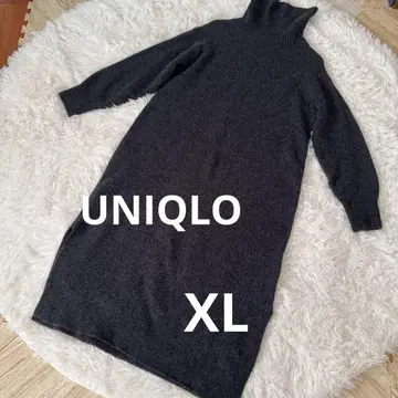 UNIQLO 수플레얀 오프 터틀넥 원피스 XL 다크 그레이