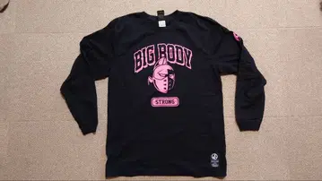 BIG BODY 긴팔 티셔츠 블랙 핑크 프린트