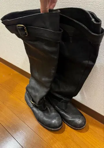 제프리 캠벨 블랙 천연 가죽 니하이 부츠 라운드토