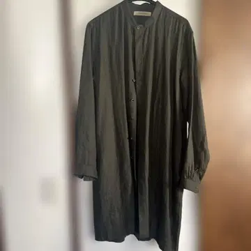 스즈키 타카유키 린넨 100% 긴팔 셔츠 원피스 올리브색 사이즈 1