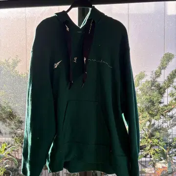 리복 다크 그린 후드티
