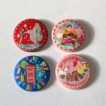 디즈니 자수 캔뱃지 세트 베이맥스 몬스터 주식회사 마리 자수