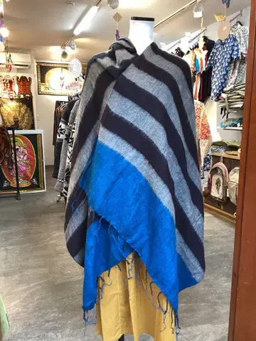 스트라이프 판초 케이프 코트