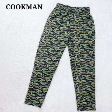COOKMAN 립스탑 타이거 카모플라쥬 그린 셰프 팬츠