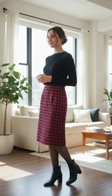 시빌라 기하학 패턴 레트로 타이트 스커트