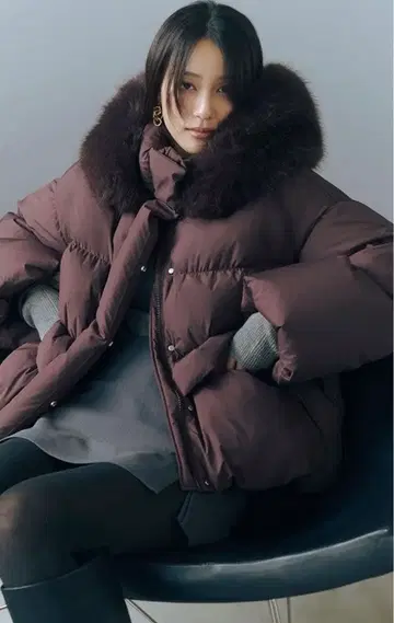 FRAY I.D 후드 퍼 숏 다운 코트