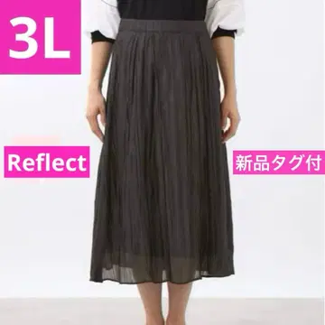 택 포함 새상품 Reflect 와셔 가공 플리츠 롱 스커트 블랙