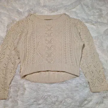 미&미 튤 폼폼 케이블 짜임 아이보리 프리 사이즈 두꺼운 원단