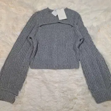 앤드마리 그레이 케이블 짜임 긴팔 니트