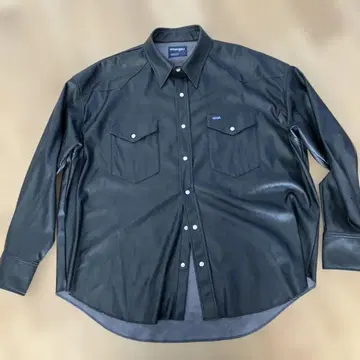 Wrangler 블랙 인조 가죽 셔츠 레귤러 핏