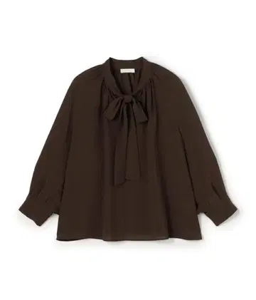 Ballsey 시어 트로피컬 보타이 블라우스 브라운