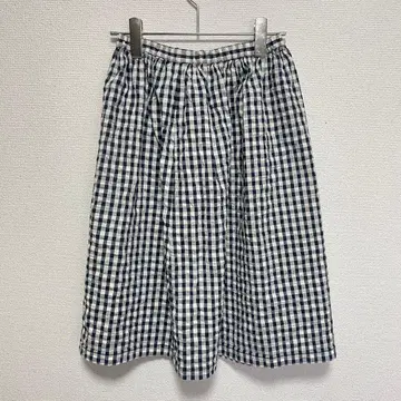 HARAPPA 깅엄 체크 플레어 스커트 네이비 M 사이즈