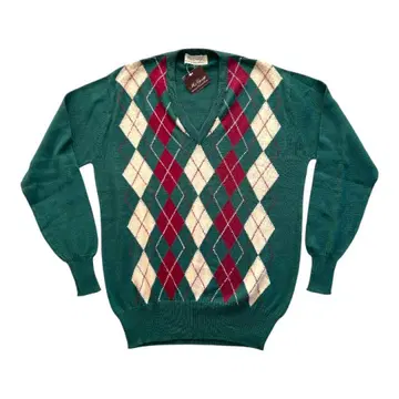 McGeorge 아가일 스웨터 M 그린 코튼