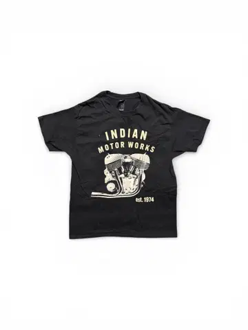 Indian Motor Works 티셔츠 블랙 양면 프린트 구제 의류