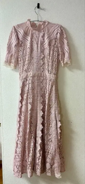 핑크 레이스 플레어 원피스 반팔 snidel