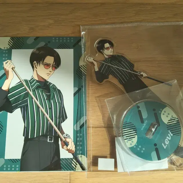 진격의 거인 리바이 레트로 당구 아크릴 스탠드, 엽서 새트