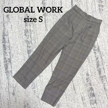 [ 글로벌 워크 ] 턱 팬츠 체크 그레이 계열 S 스트레치 허리밴딩