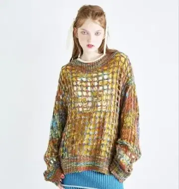 ANNA SUI NYC 미사용 새상품 MIX 컬러 메쉬 니트