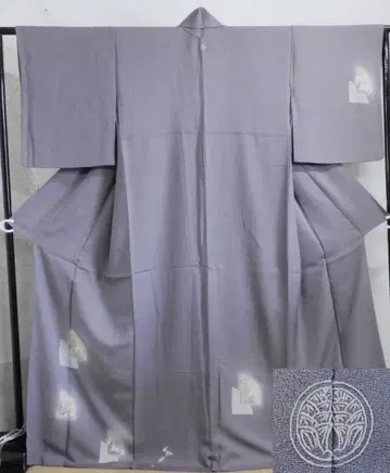 순수 실크 츠케사게 호몬기 이중 기모노 시크한 등나무색 초봄 원포인트