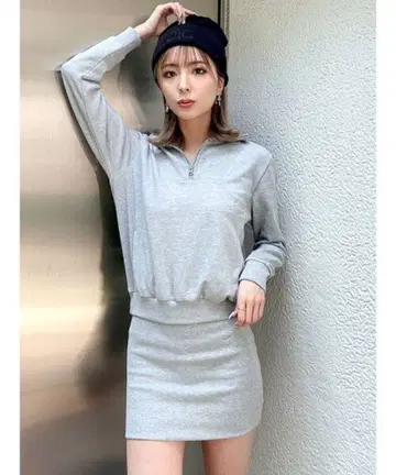 GYDA 그레이 집업 미니 원피스