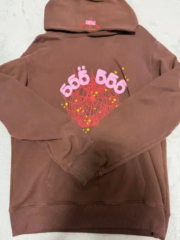 SP5DER 555555 후디 후드티 브라운